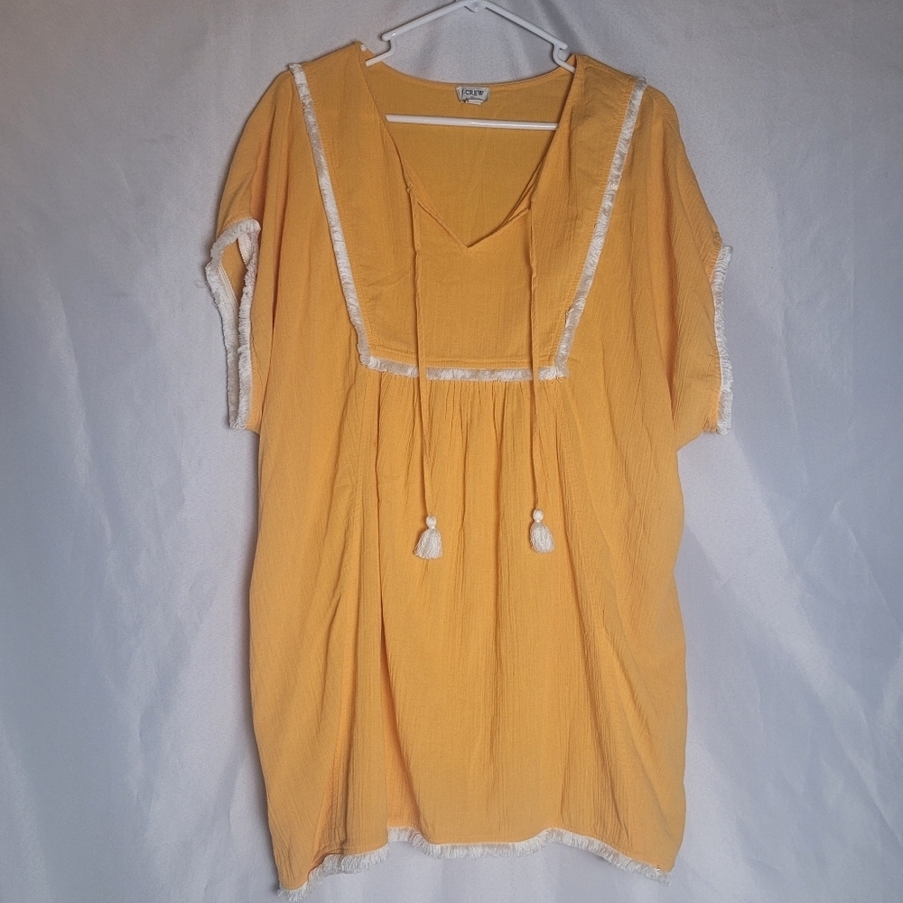 J.Crew Factory Swimsuit Coverup Tunic Yellow/Orange W/ Fringe & Tassels Size L